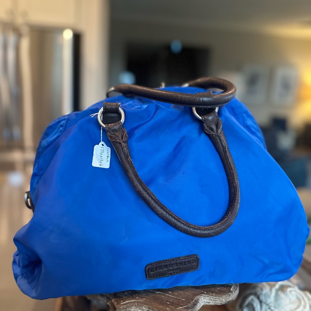 Liebeskind Royal Blue Bag with Black Leather Handles 3 way baby! No strap sorry